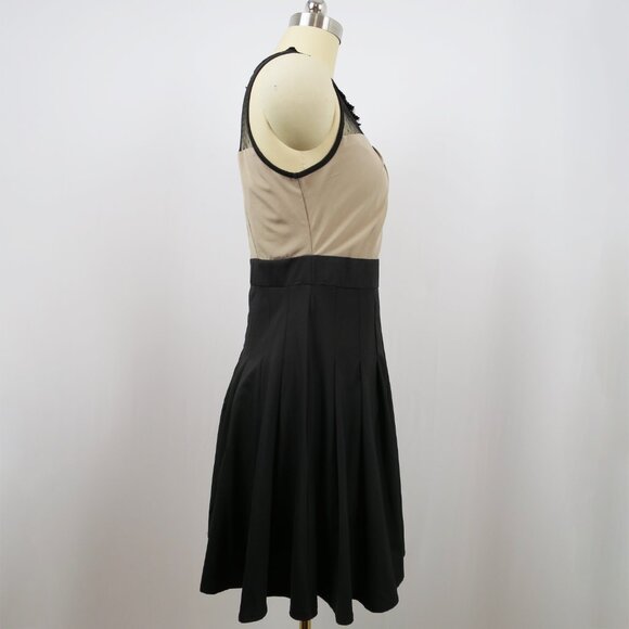 NWOT Angel Eye London Black and Beige Mixed Media Dress M Modcloth - Picture 4 of 16